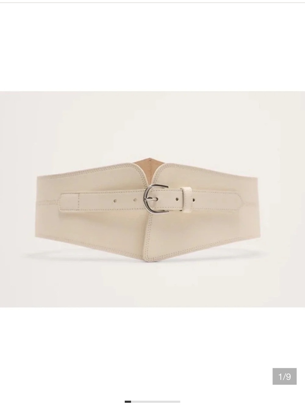 Banana Republic Cream Wide Leather Corset Belt with Silver Buckle